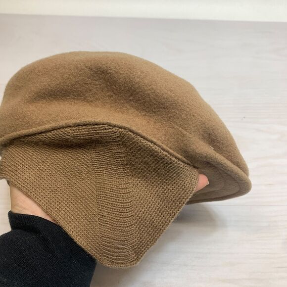 Kangol 100% Wool Cabbie Newsboy Flat Brim Hat Cap Light Brown - Picture 2 of 9